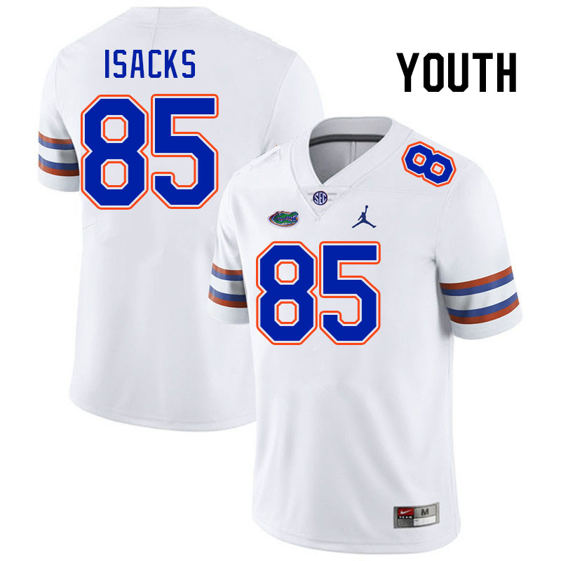 Youth #85 Scott Isacks Florida Gators College Football Jerseys Stitched-White